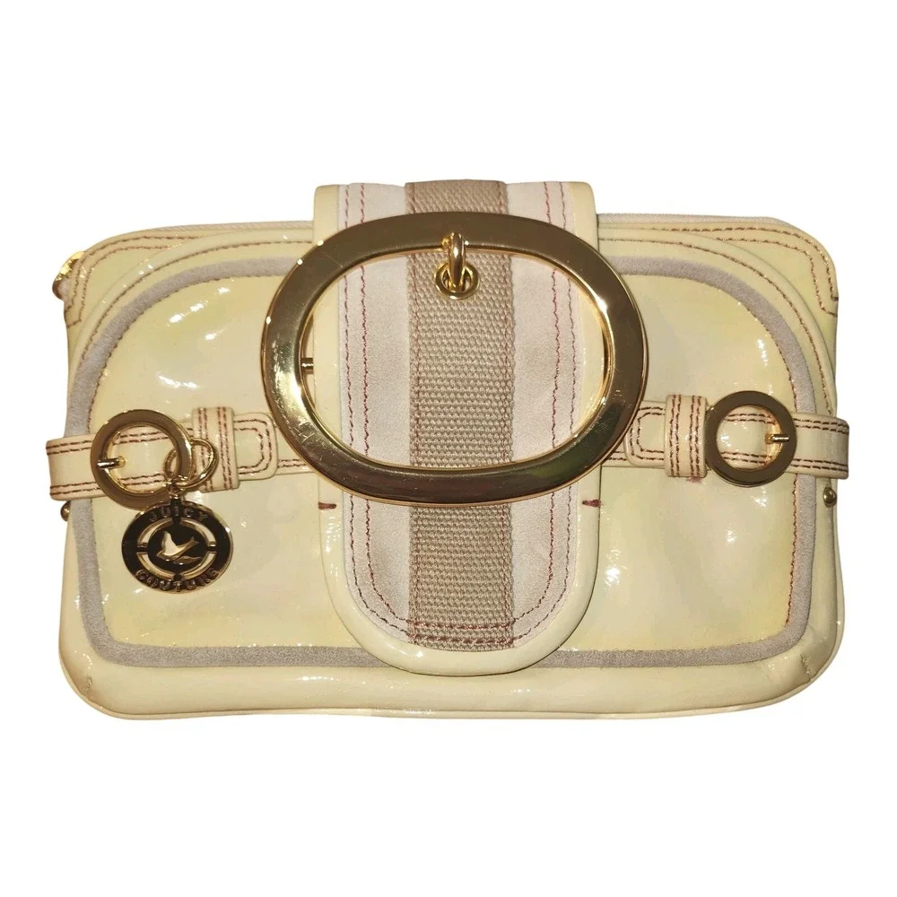 Vintage Juicy Culture Clutch In Cream Patent Leather W Dustbag Flaw